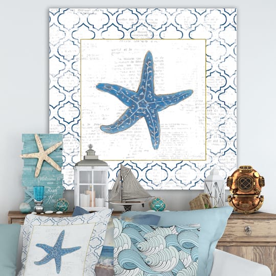 Designart - Navy Starfish with Gold